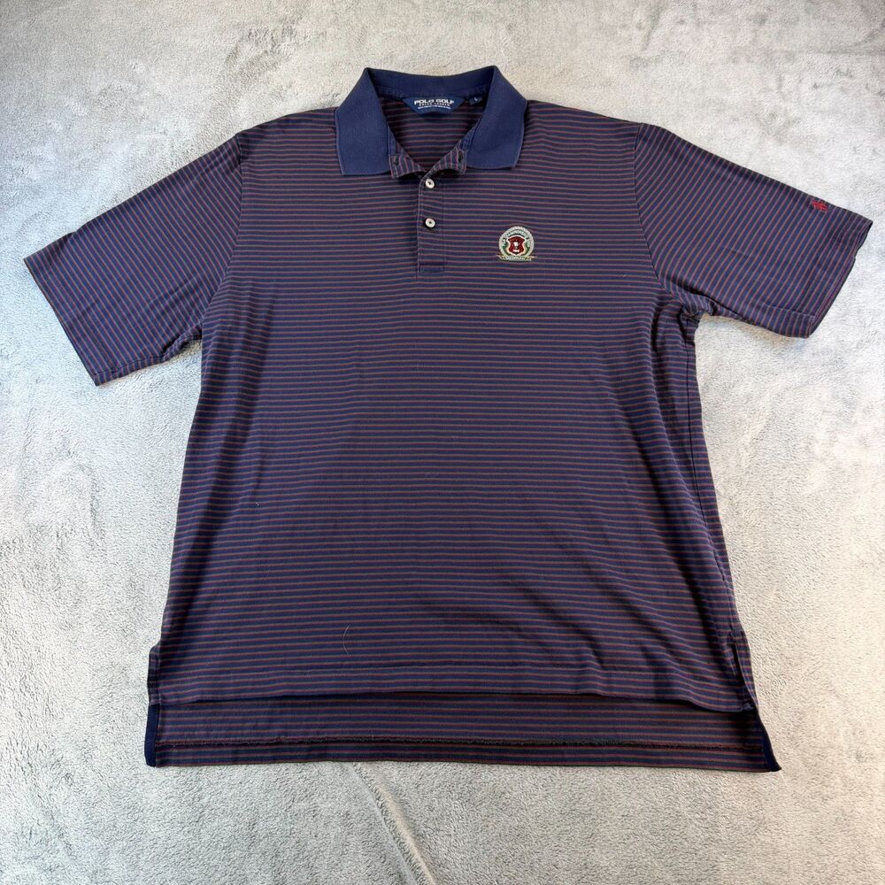 Vintage Polo Golf Ralph Lauren Shirt Mens Large Striped USA Polo Assn 1999 Y2K